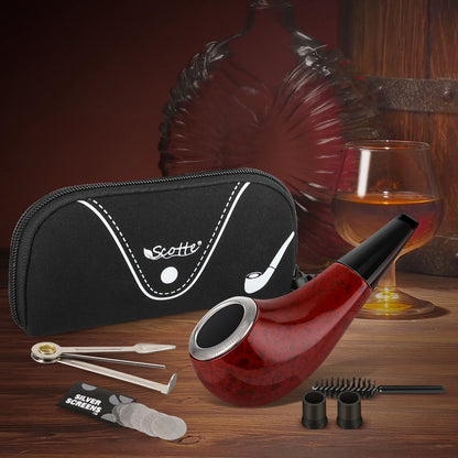 Vintage Classic Tobacco Pipe Pouch with Accessories, Red, Durable, Solid, High Quality, Free Smoke