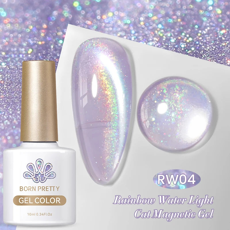 10ml Rainbow Purple Water Light Cat  Gel Nail Polish Shining Super Sliver-light Holographic Soak Off UV Gel