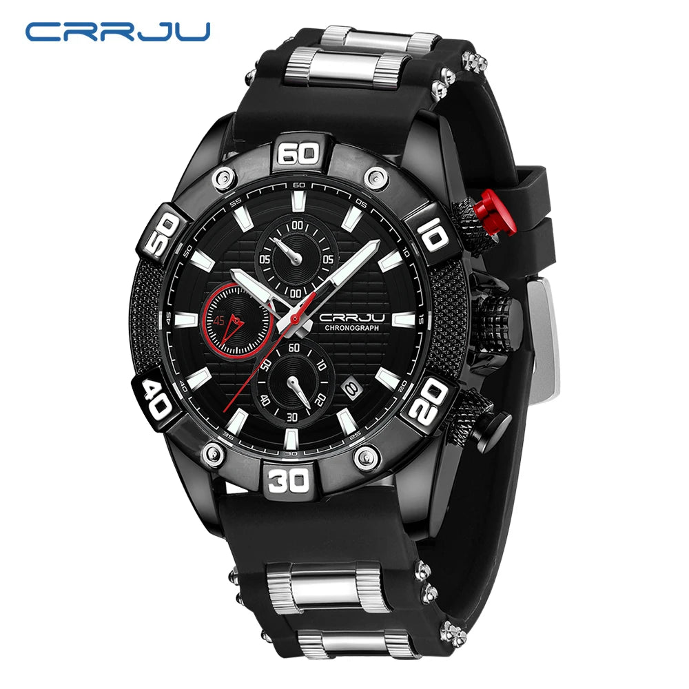 Men Watch Quartz Chronograph Full Steel Waterproof Wristwatch with Date