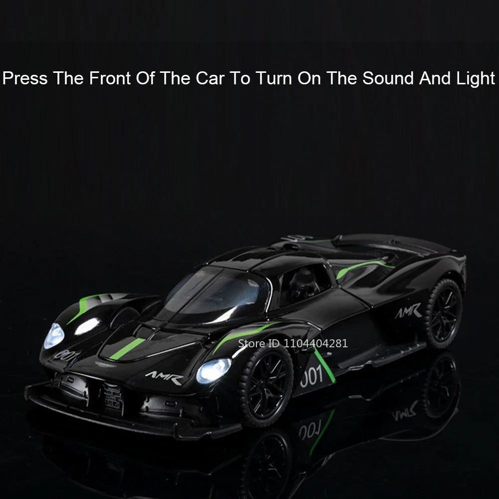 1:32 Valkyrie Vulcan Alloy Sports Car Model Toy Diecast Metal Door Opened Sound Light Pull Back Miniature Car Boy Christmas Gift