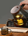 Easy One Click Tea Separation Filtration Glass Teapots With Wood Handle 850ml Tea Water Separation Tea Pot With Infuser Filter