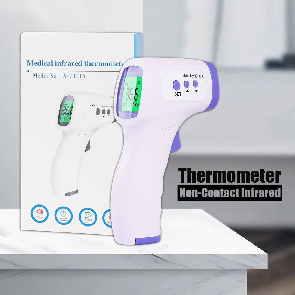 Digital Infrared Thermometer Forehead Body Non-Contact Fever Thermometers Medical Portable Finger Pulse Oximeter Blood Oxygen