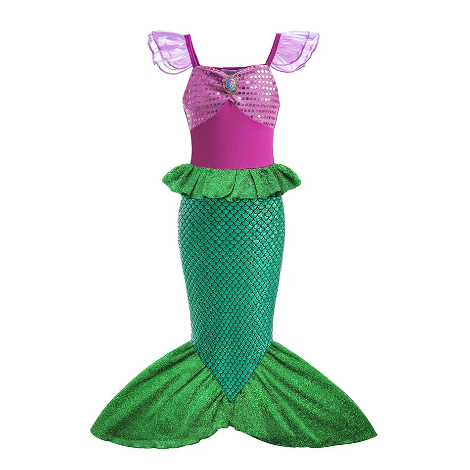 Ariel Little Mermaid Costume Party Dress Halloween Cosplay Princess Ariel Dress Birthday Clothes Disguise