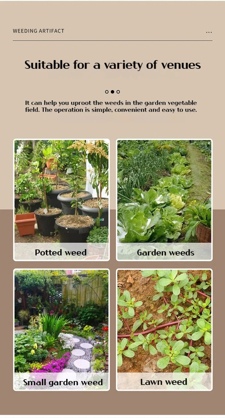 Portable Handheld Weeder Manual Weeding Tool for Root Removal Stand-Alone Design (No Pole)