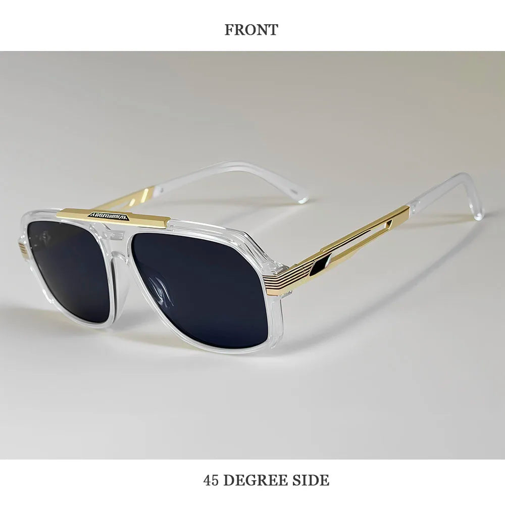 Square Metal Frame Sunglasses With UV400 Protection