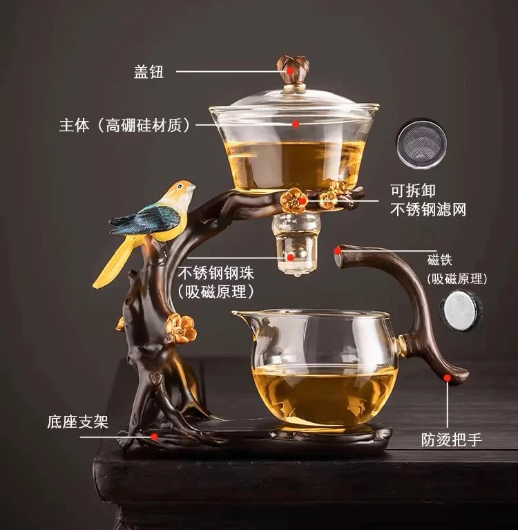 Glass automatic tea brewing new tea set home light luxury high-end  tea teapot