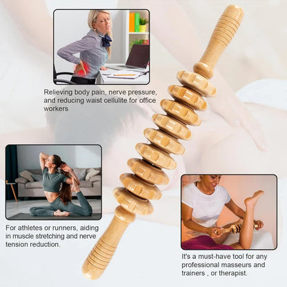 Curved Wood Roller for Stomach Cellulite,Wooden Therapy Massage Tool for Body Shaping,Wood Massager Stick for Lymphatic Drainage