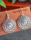 Statement Bohemian Vintage Ethnic Big Round Drop Earring Long Carved Flowers Drop Earrings For Women