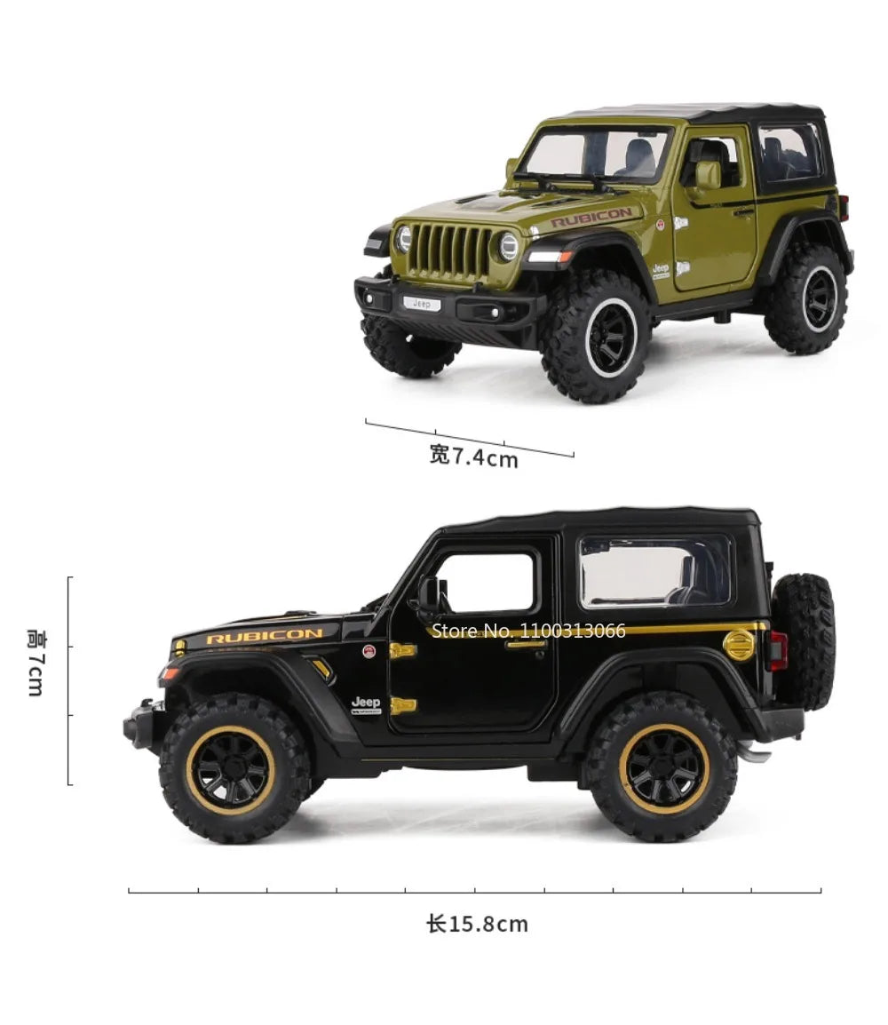 1/32 Wrangler Alloy Diecast Car Models Toy 1941 Rubicon Metal Off-Road Vehicles with Sound Light Car Toys for  Boys