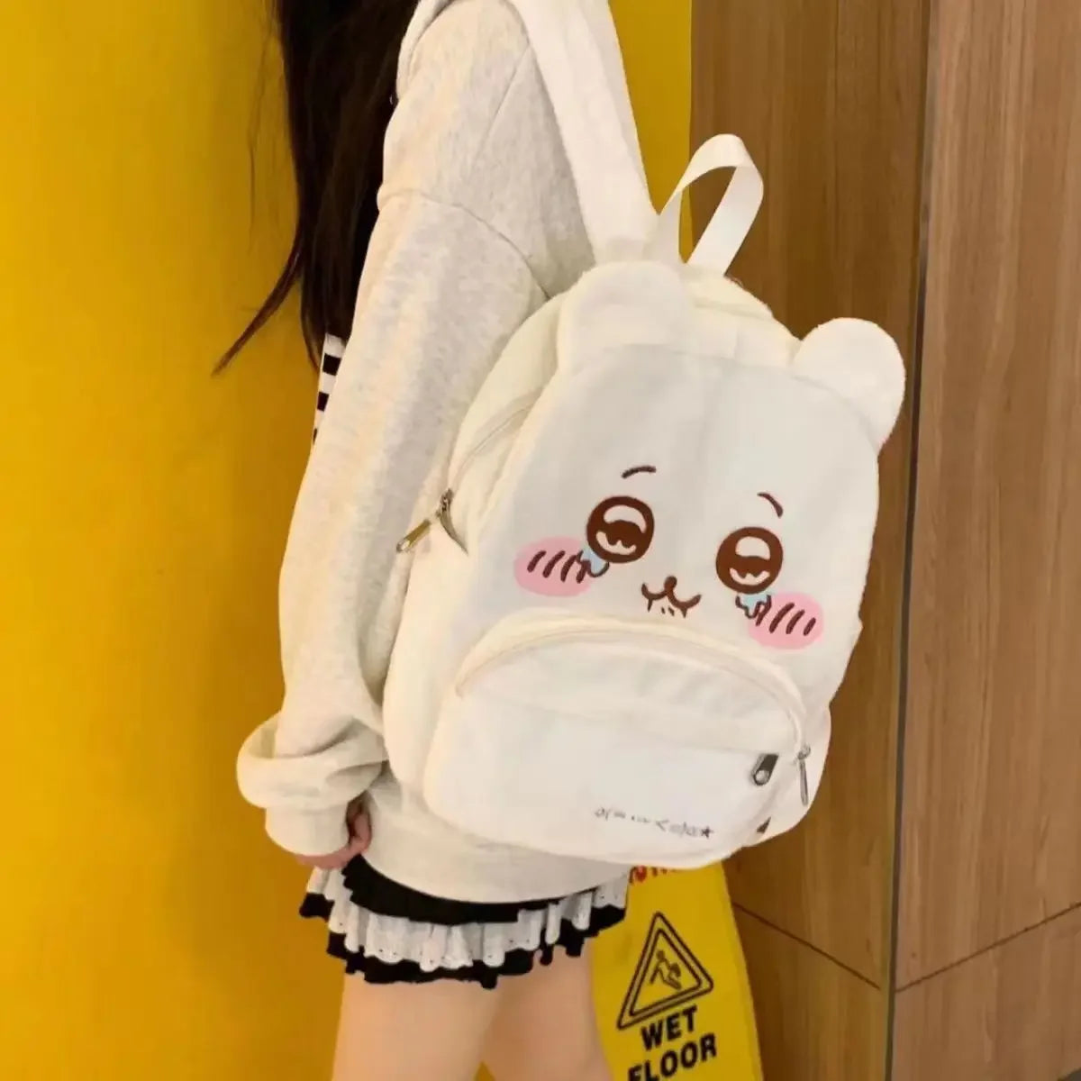 Cute Plush Embroidered Backpack Large Capacity Shoulder Bag