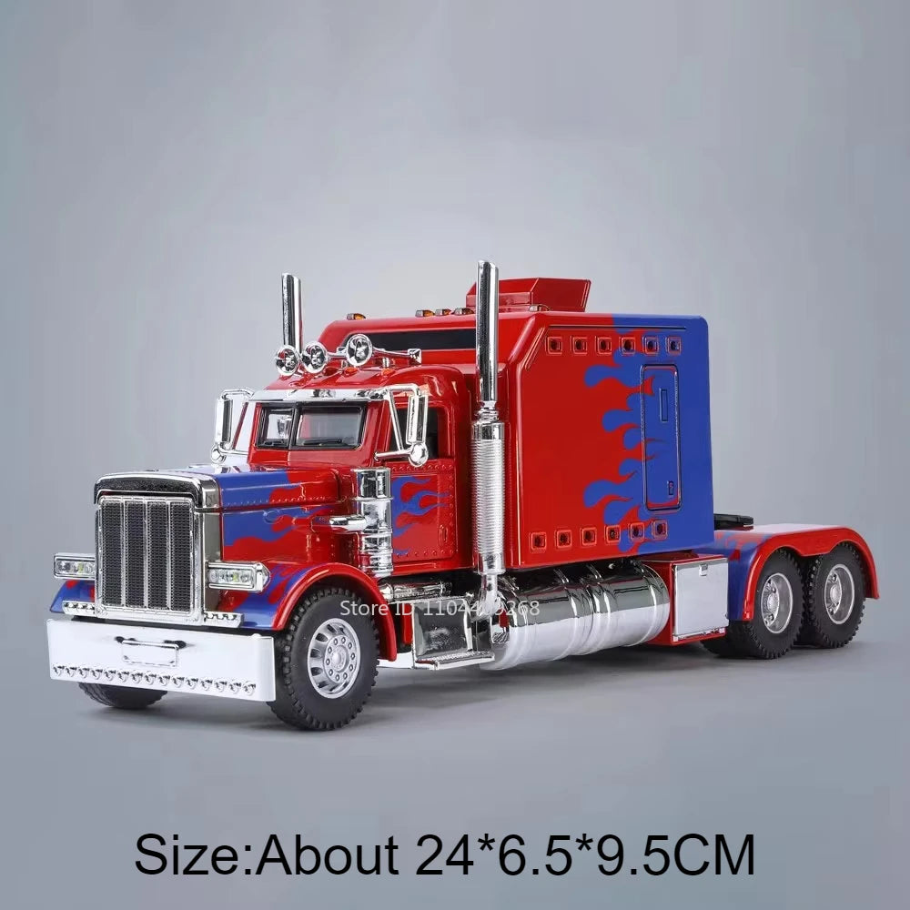1:24 PETERBILT 389 Truck Toy Walking Tractor Car Model Alloy Die-cast Sound Light Vehicle Models Interior Decoration Present