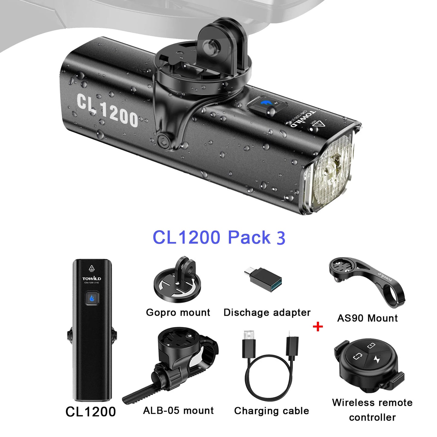 CL1200 Smart Bike light Remote Control Bicycle Lights 5000mAh battery Type-C Rechargeable Road MTB IPX6 Bicycle headlight