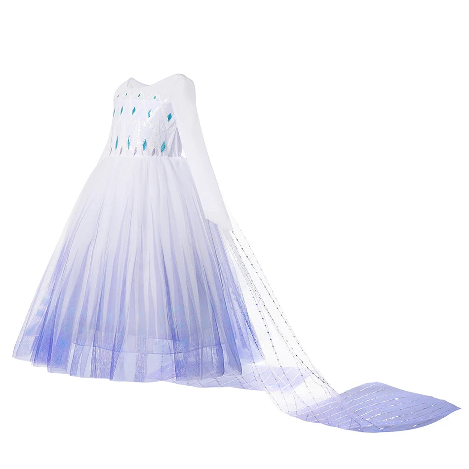 Frozen Princess Elsa Dresses For Girls Costume Kid Cosplay Snow Queen Fantasia Mesh Clothes Carnival Birthday Party Dress