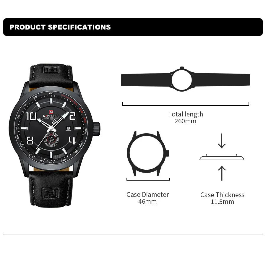 Watches Simple Fashion Waterproof PU Strap Luminous Date Week Male Quartz Wristwatch Relogio Masculino