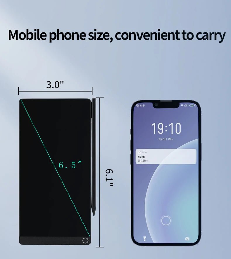 6.5inch Full Screen Superfine Handwriting Writing Blackboard Magic Tablet to Drawing Induction to Erase Single Sided Meeting Pad