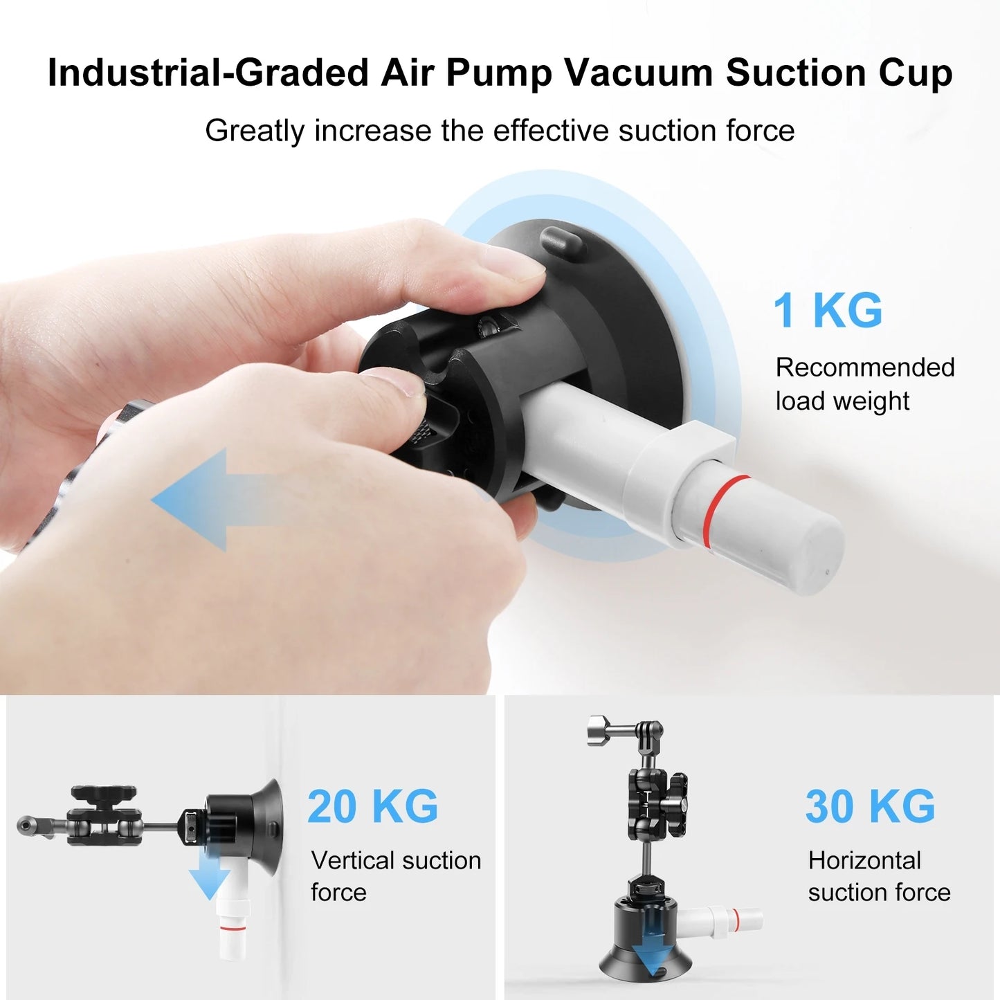 Magic Arm with Pump Suction Cup Aluminum Alloy Mount for Gopro DJI with Three Bayonet Sports Camera Accessories