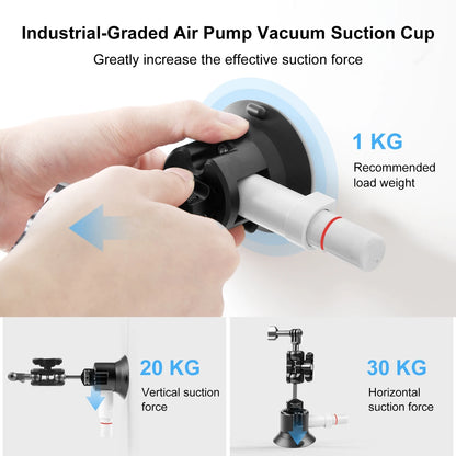 Magic Arm with Pump Suction Cup Aluminum Alloy Mount for Gopro DJI with Three Bayonet Sports Camera Accessories