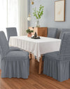 1PC Seersucker Chair Cover with Skirt Stretch Wedding Chairs Covers Dining Room Universal Size Seat Slipcovers for Banquet Party