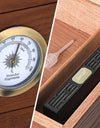 Cigar Humidor Cedar Wood Humidor Cigar Box Glass Top Desktop Humidor with Front Hygrometer Humidifier Divider Accessories Drawer