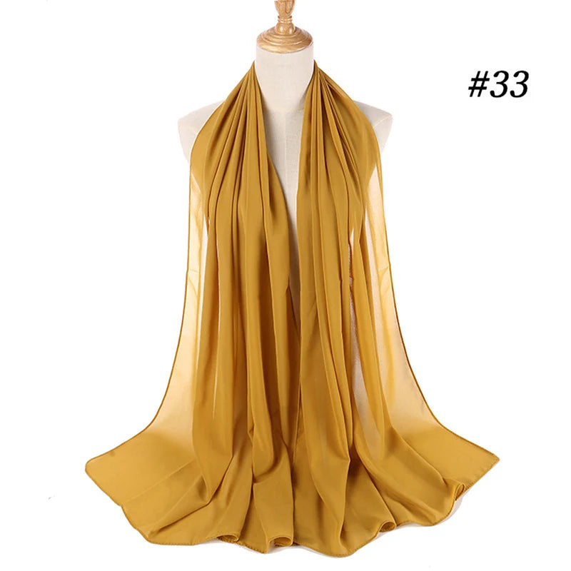 Muslim Chiffon Hijab Women Bubble Chiffon Scarf For Women Ladies Veil Muslim Islam Solid Color Malaysia Wrap Scarves