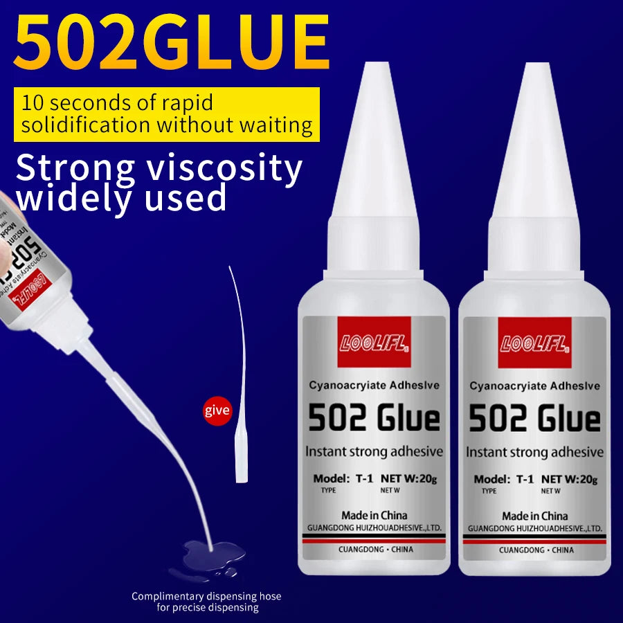 1-5pcs 502 Super Glue Instant Quick-drying Cyanoacrylate Adhesive Leather Rubber Wood Metal Strong Bond Liquid Glue Tool