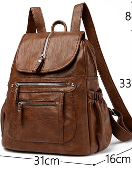 Soft Leather Backpacks High Capacity Female Back Pack Casual Travel Ladies Bagpack
