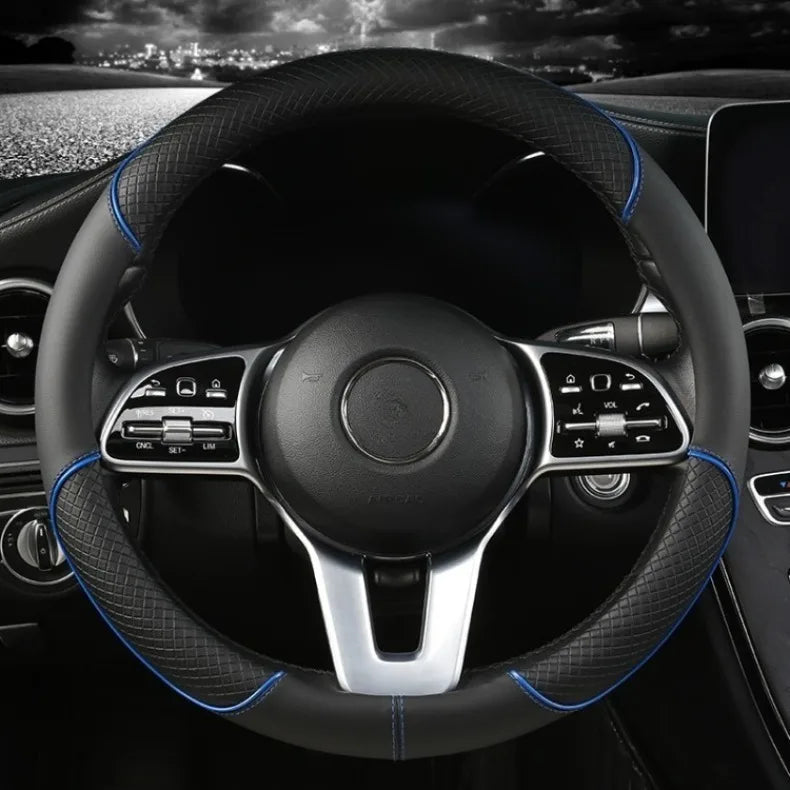 Universal Leather Diamond Steering Wheel Cover 37CM 38CM
