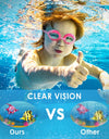 Kids Swimming Goggles Waterproof Swim Eyewear Glasses Anti-fog&Leak Girls Boys Youth Quick Adjustable Strap Age 3-14 Years Old