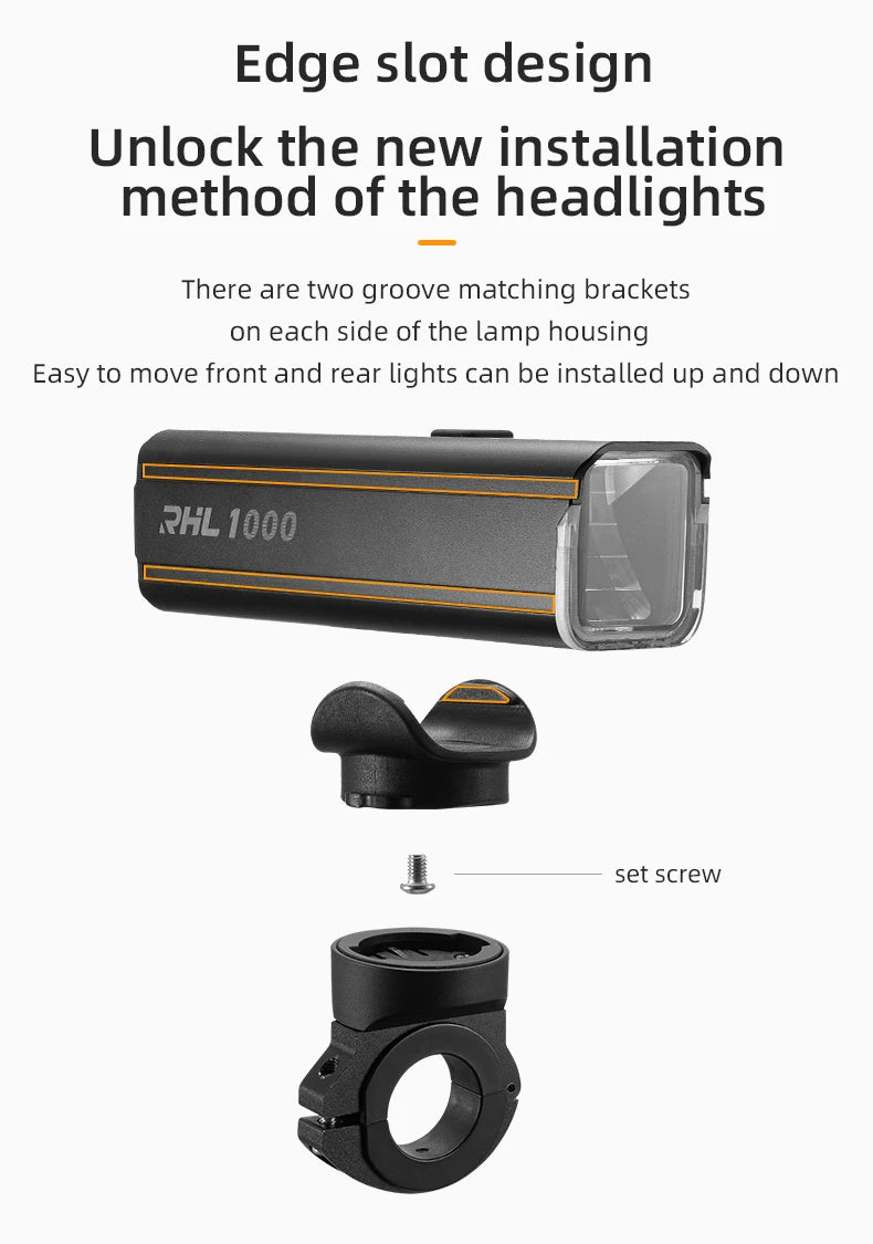 1000LM Bike Light Front Lamp Type-C Rechargeable LED 4500mAh Bicycle Light Waterproof Headlight Bike Accessories