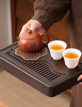 Household Portable Bamboo Tea Tray 48CM Tea Ceremony Wooden Tray Coffeeware Teaware Serving Tray For Chaban Tea Table