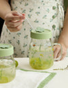 600/780ml Grass Pattern Mug With Straw And Lid Glass Tumbler With Graduated Heat Resistant Cup For Coffee Milk Drinkware
