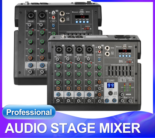 4 Channel Audio Mixer With 99 DSP Effects USB Bluetooth And 48V Phantom Power
