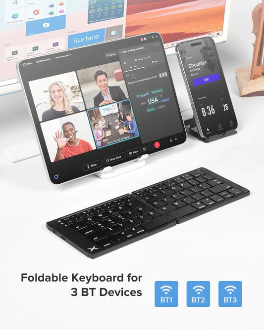 Delux KF19 Folding Bluetooth Keyboard – Ultra Slim Portable