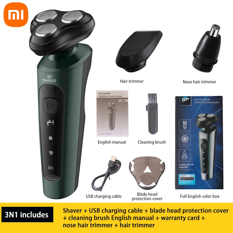 Xiaomi Electric Shavers Men Waterproof Wet Dry Use Electric Trimmer Razor Rechargeable Battery Rotary Shavers Machine Shaving