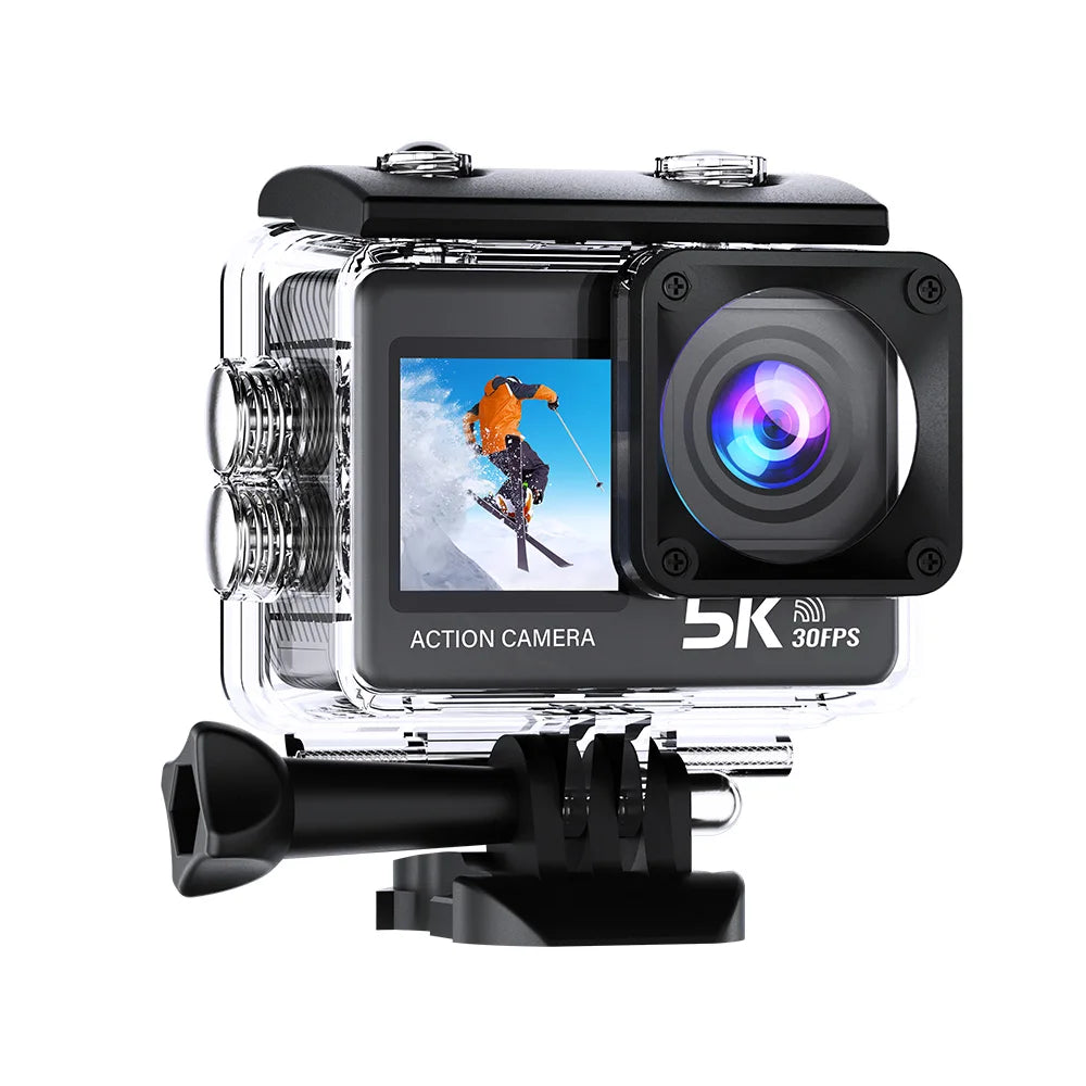 5K Ultra HD Action Camera with Dual Touch Screen WiFi EIS and 30M Waterproof Case