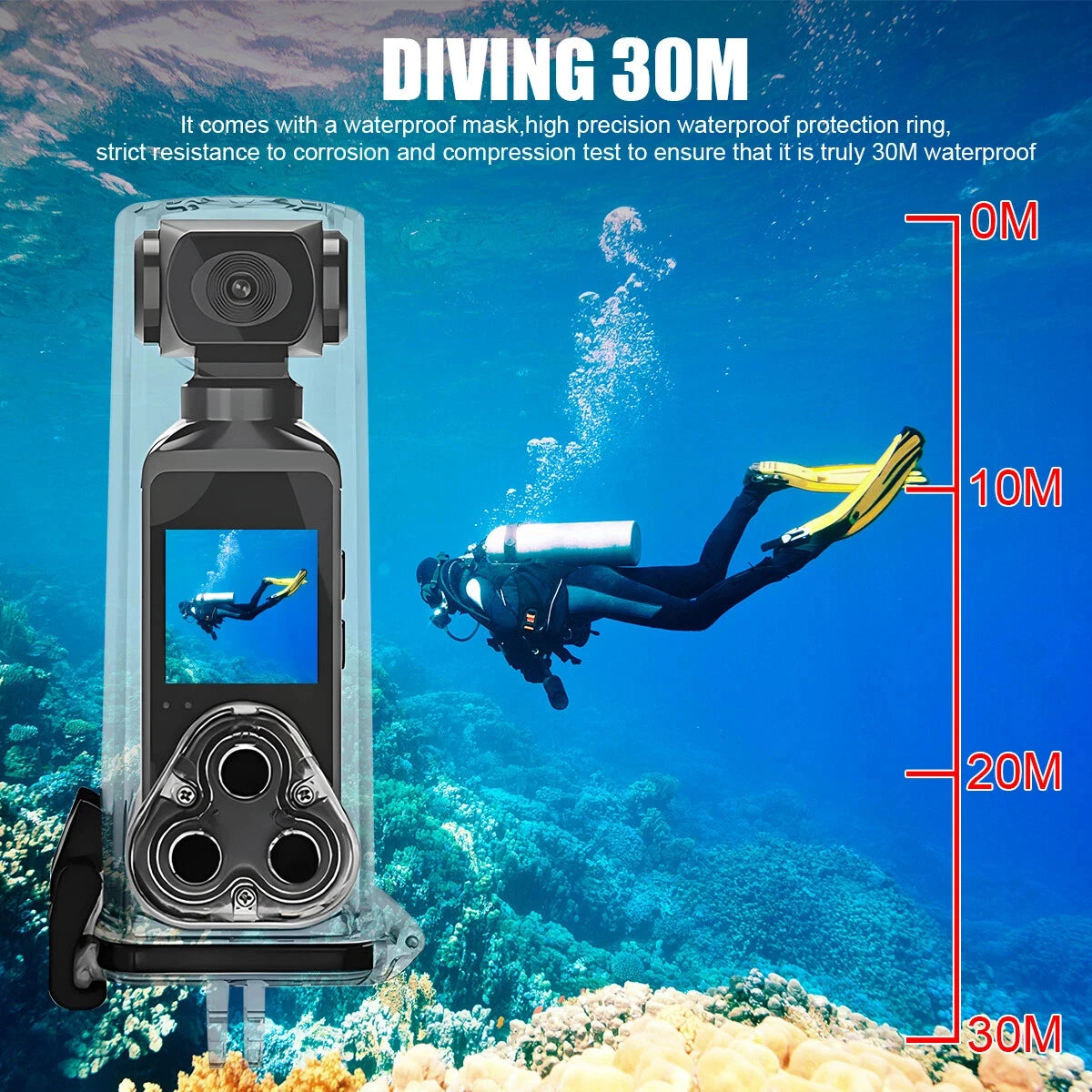 4K HD Pocket Action Camera 270° Rotatable Anti Shaking Wifi Sports Camera 30m Waterproof Small Video Camcorder for Photography