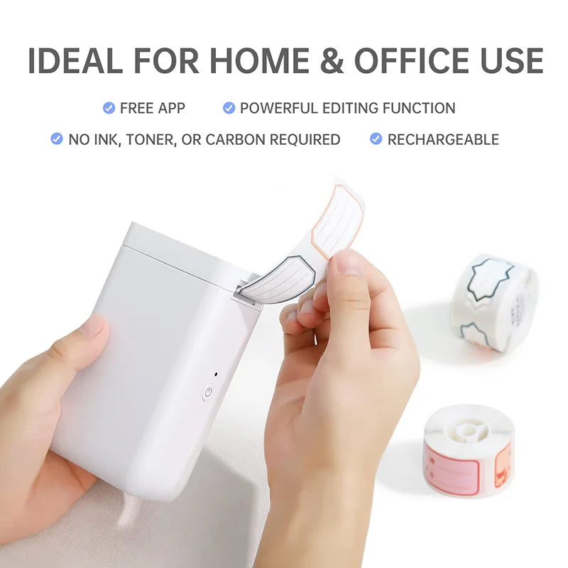 D101 Mini Thermal Label Printer, Portable Bluetooth Inkless Label Maker (10–25mm), Rechargeable Type-C for Home, Office & Business