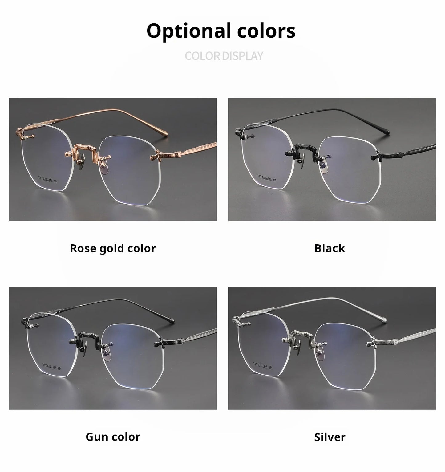 Luxury Lightweight Titanium Rimless Polygonal Eyeglasses Frames