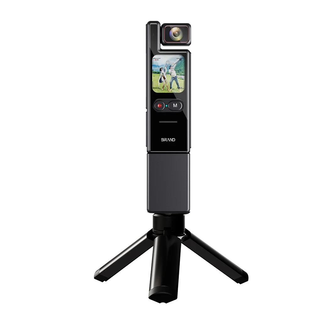 4K Pocket Action Camera Touchscreen Zoom Bodycam with EIS Waterproof Cam Vlogging Recording 180° Rotatable Sports Video Camera