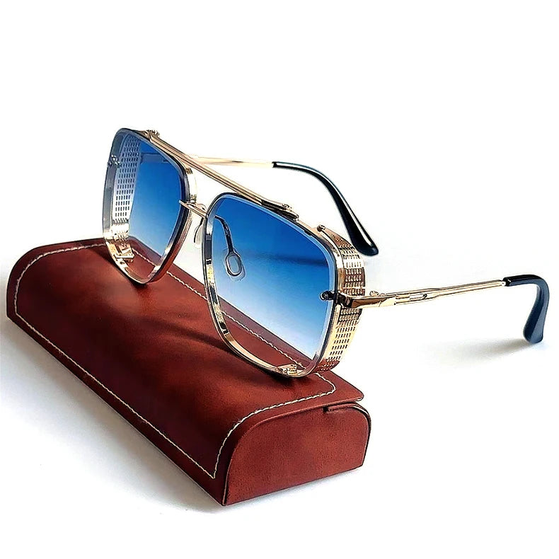 Vintage Steampunk Square Sunglasses With UV400 Protection