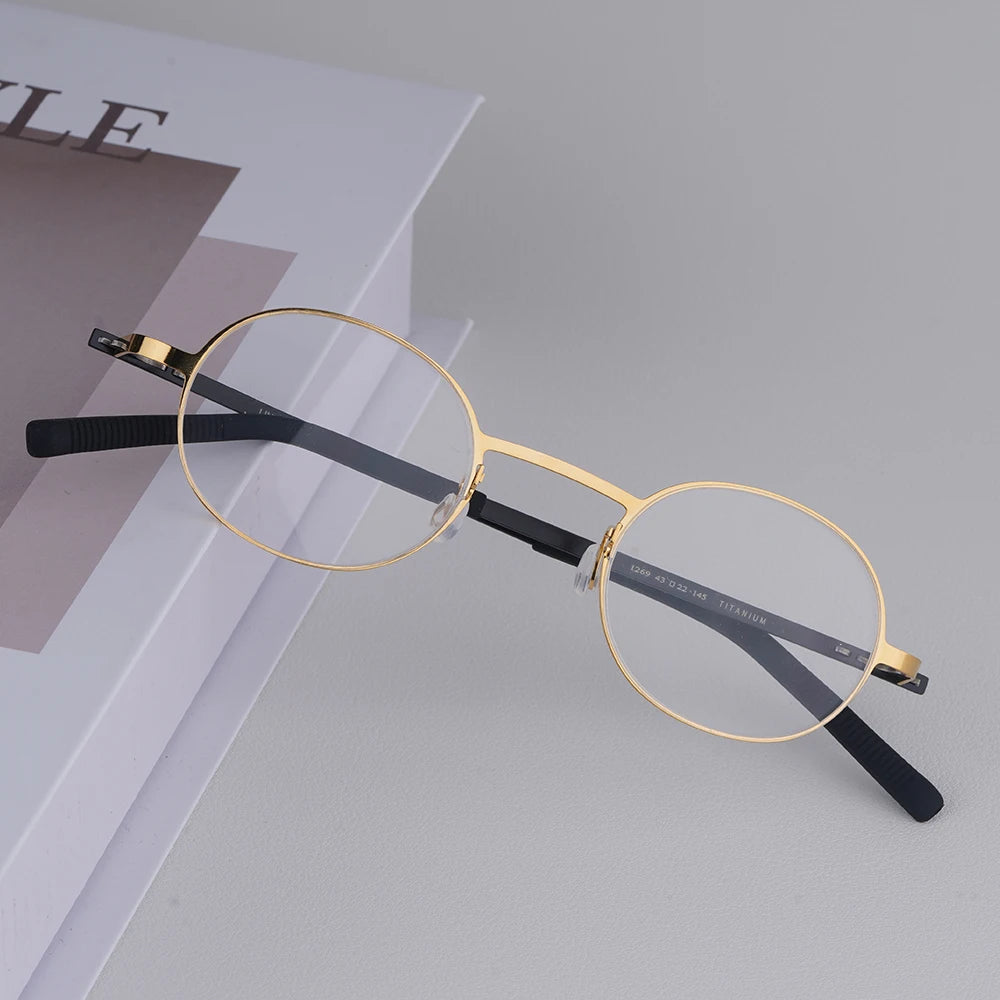 Small Face Round Titanium Screwless Eyeglasses Frame