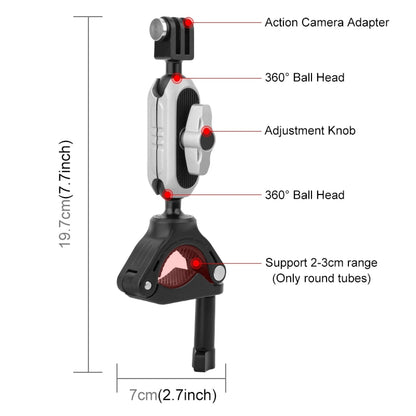 Handlebar Arm Mount with Phone Clamp & Mount Adapter & Long Screw for Gopro Sports Cameras and Smartphones