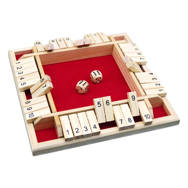 Wooden Four Player Shut the Box Dice Board Game