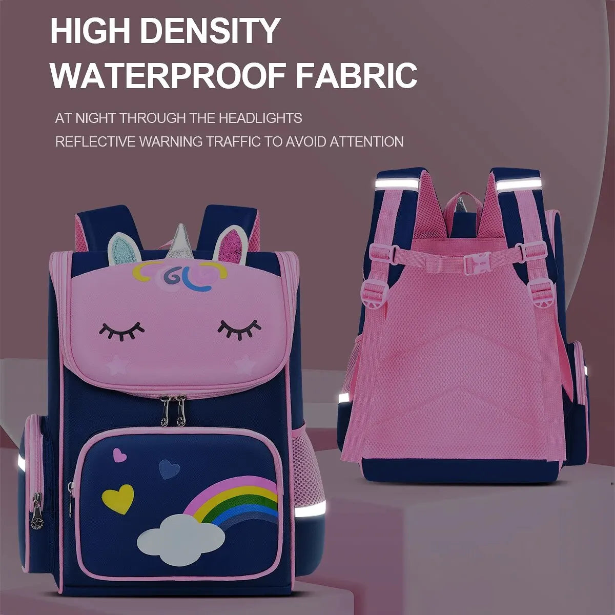 CHILDREN'S Elementary School Students Schoolbag 6-12 Years Old Boys and Girls Shoulders Backpack 1-6 Grades Unicorn Cute Wat