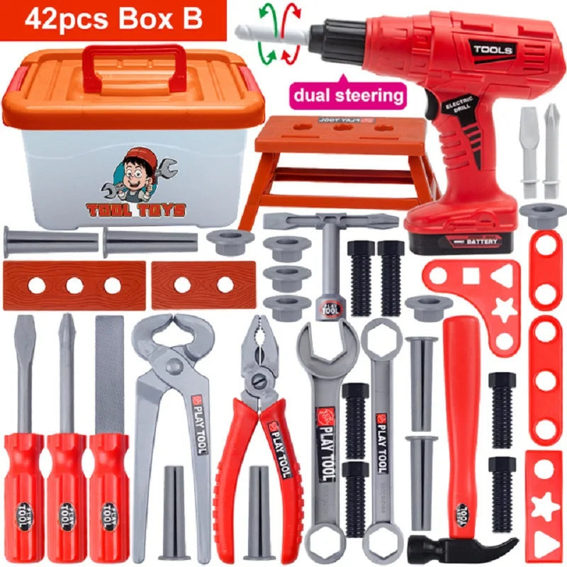 Kids Toolbox Kit Educational Toys Simulation Repair Tools Toys Drill Plastic Game Learning Engineering Puzzle Toys Gifts For Boy