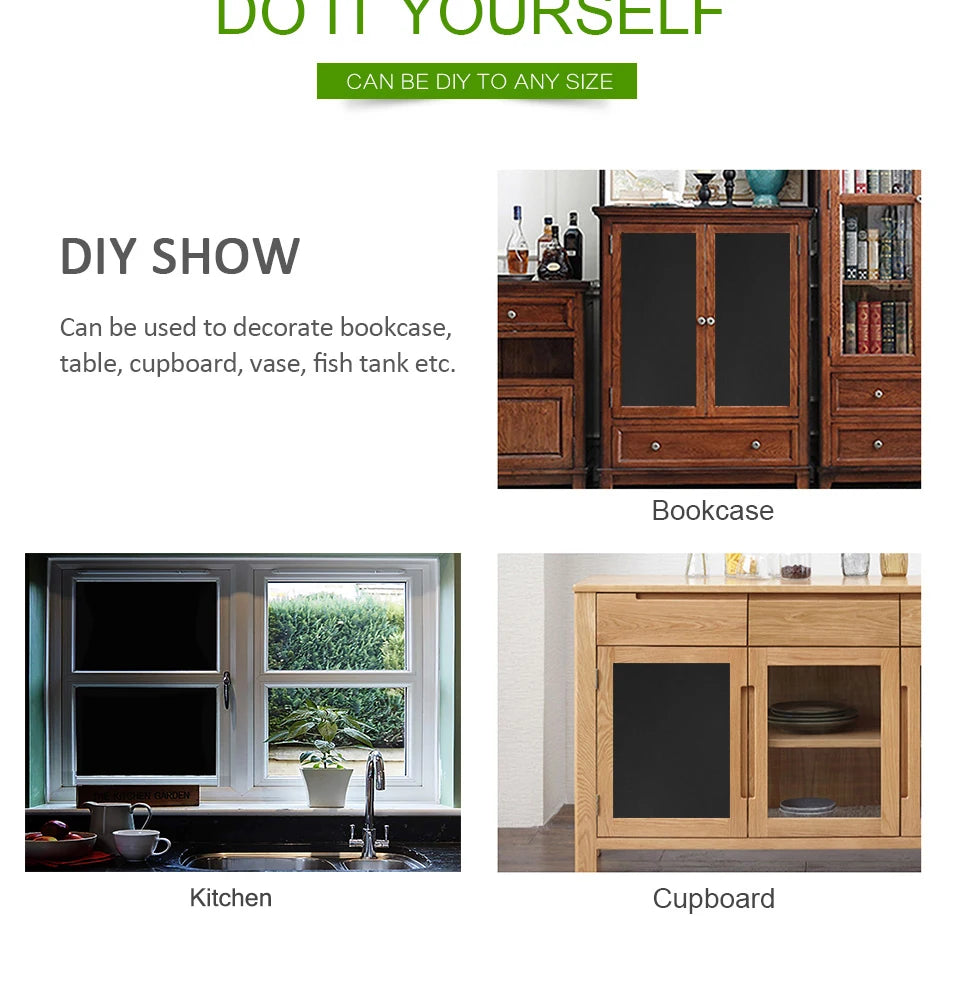 100% Light Blocking Window Film Static Self adhesive Glass Stickers Black Matte Privacy Protective Window Decals Heat Insulation