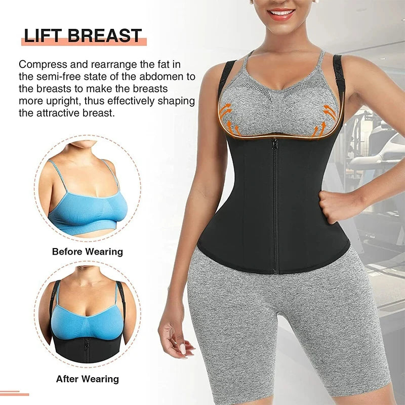 Sweat Waist Trainer Vest Slimming Corset for Weight Loss Body Shaper Sauna Suit Compression Shirt Belly Girdle Tops Shapewear