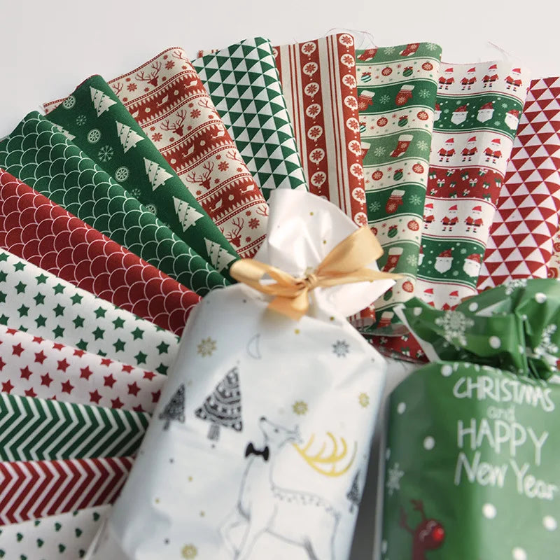 Pure Cotton Digital Printing Christmas Flower 60SManual DIY Decorate Fabric Pillow Clothes Christmas Theme Autumn and Winter New