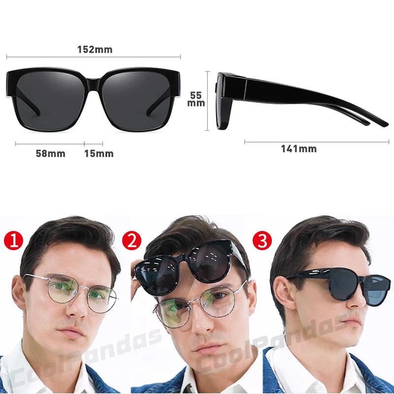 Fit Over Myopia Glasses Cover Polarized UV400 Anti-Glare Sunglasses for Men Women
