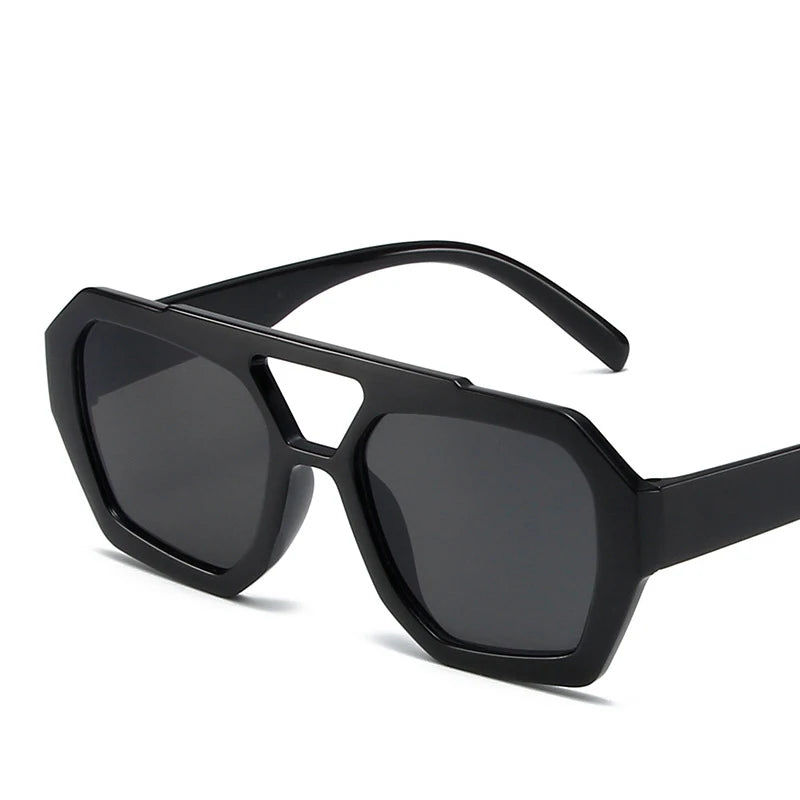 Big Frame Women's Sunglasses Retro Double Bridges Leopard Brown Gradient Eyewear Fashion Luxury Designer Sun Glasses